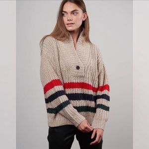The Great Striped Henley Pullover - Oatmeal Size 1